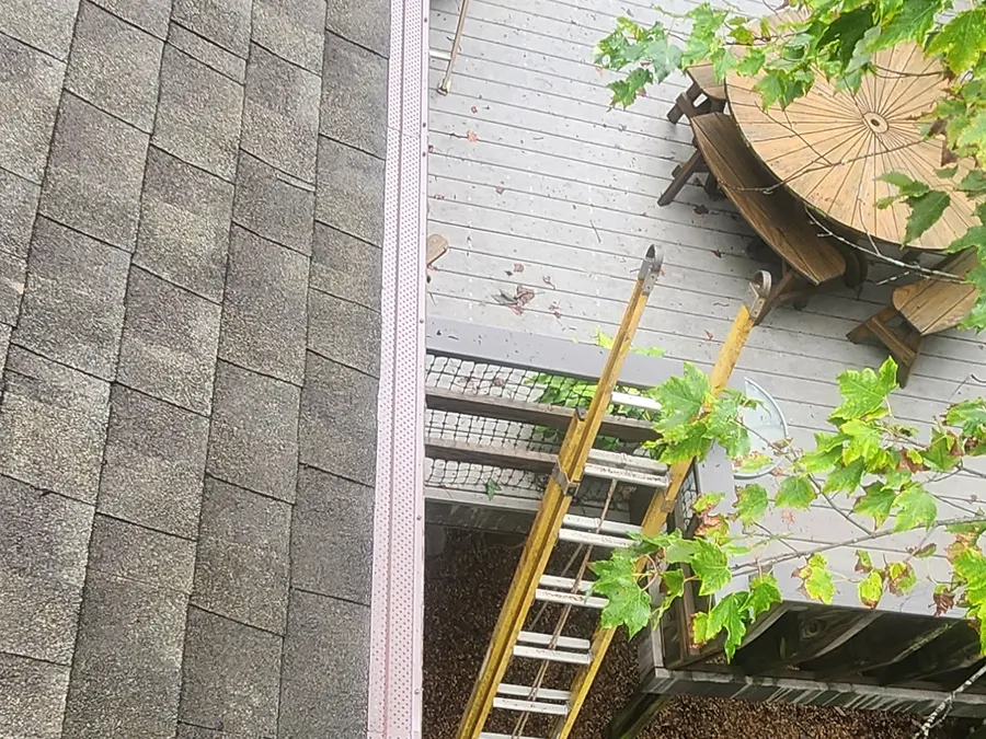 Gutter guard fitted on the deck side of the house in Hardy, VA