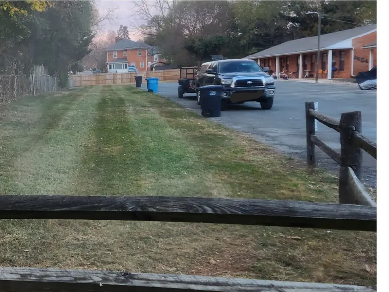 Same lawn cleared down to grass in Roanoke, VA